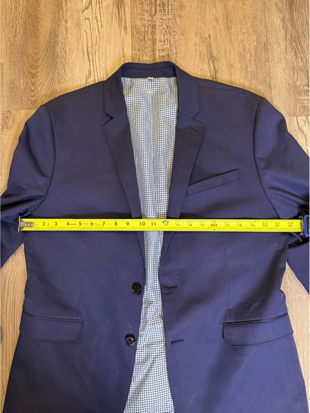 Express Photographer Men’s 42R Fitted Blue Blazer Cotton Stretch 2 Button